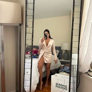 Champagne sateen fashion nova mini dress